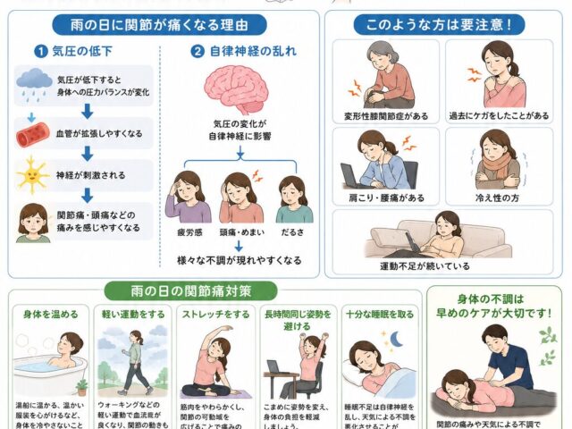 雨の日に関節が痛くなるのはなぜ？気圧と身体の関係を解説【関市 かたぎり接骨院】