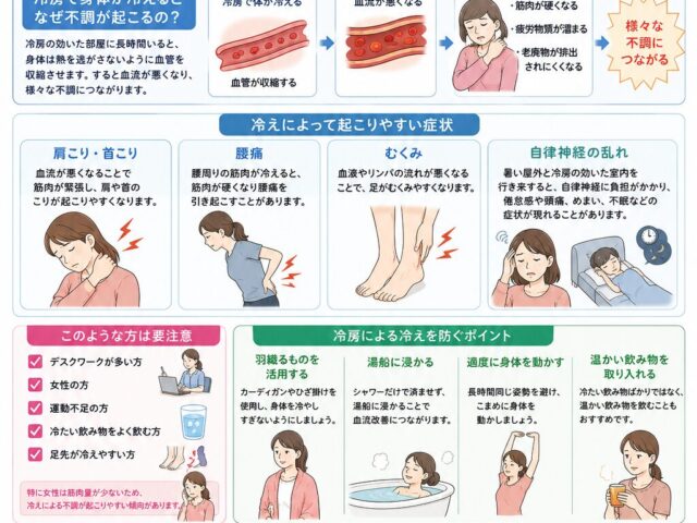 冷房による身体の冷えが不調を招く理由【関市 かたぎり接骨院】｜当日予約OK・腰痛/肩こり/交通事故対応