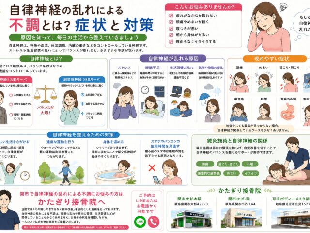 自律神経の乱れによる不調とは？症状と対策【関市 かたぎり接骨院】｜当日予約OK・腰痛/肩こり/交通事故対応