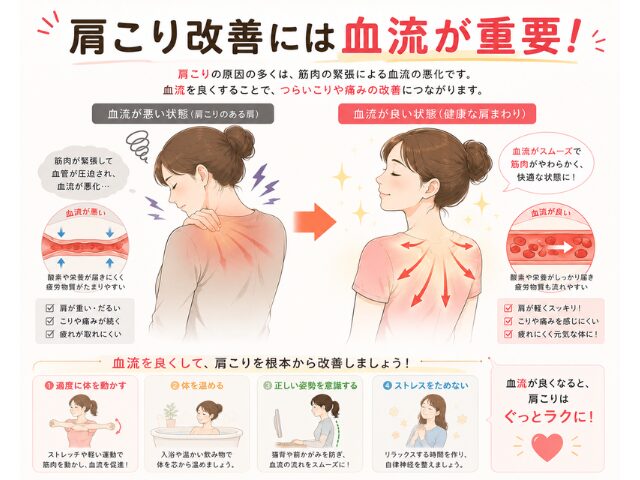 肩こり改善には血流改善が重要です｜関市で肩こりにお悩みの方へ【関市 接骨院】｜当日予約OK・腰痛/肩こり/交通事故対応