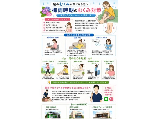 足のむくみが気になる方へ　梅雨のむくみ対策