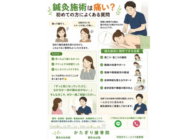 【鍼灸施術は痛い？初めての方によくある質問】｜当日予約OK・腰痛/肩こり/交通事故対応