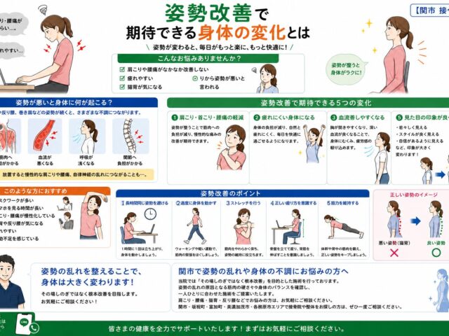 姿勢改善で期待できる身体の変化とは【関市 かたぎり接骨院】｜当日予約OK・腰痛/肩こり/交通事故対応