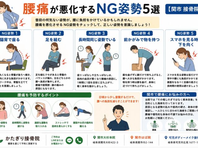 腰痛が悪化するNG姿勢5選【関市　接骨院】