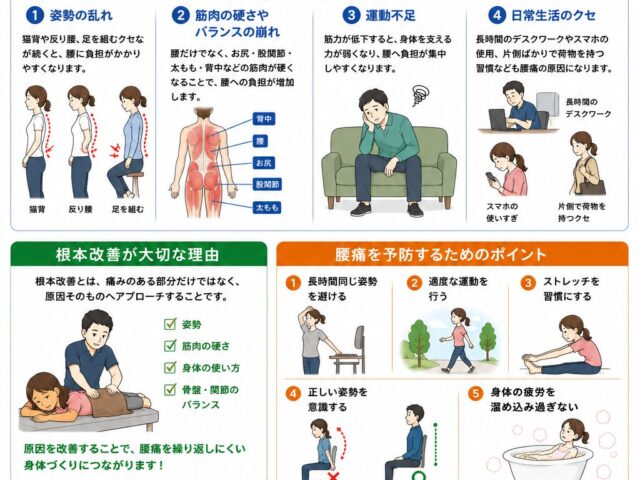 なぜ腰痛は繰り返すのか？根本改善の重要性【関市 かたぎり接骨院】｜当日予約OK・腰痛/交通事故対応